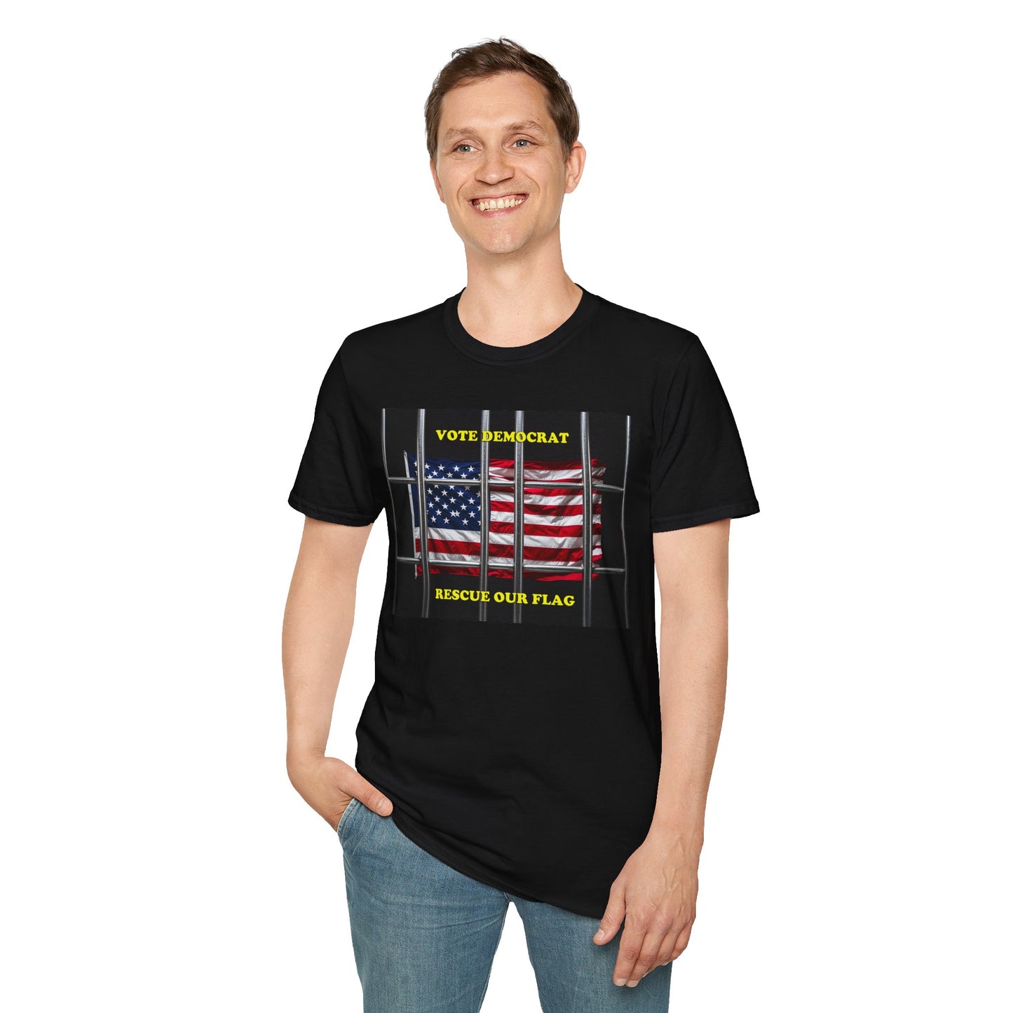 Vote Democrat T-Shirt | Rescue Our Flag & Patriotic Political Apparel | Unisex Activist Clothing