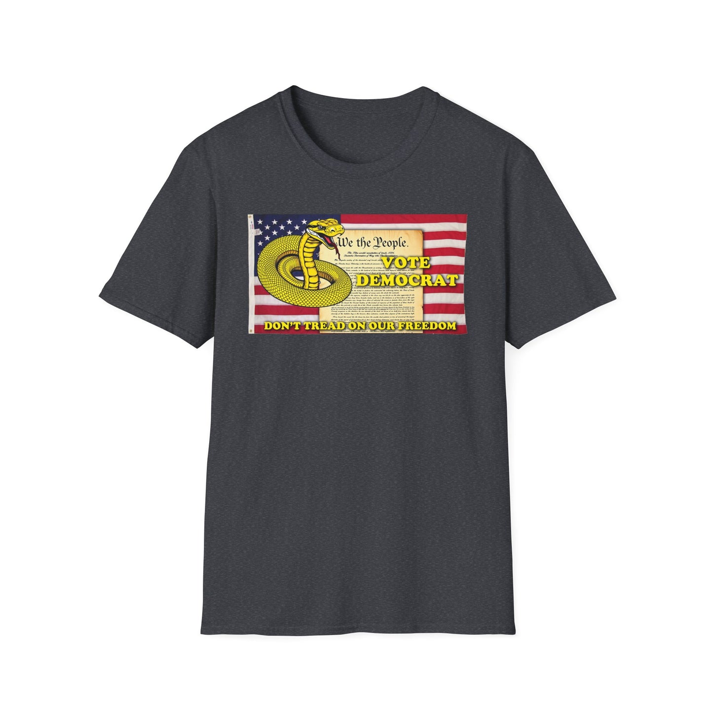 Vote Democrat Don't Tread on Our Freedom T-Shirt - Unisex Softstyle Tee with Patriotic Design