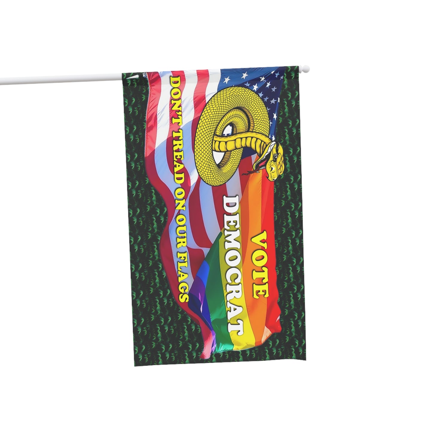 Don’t Tread on Our Flags Banner | US & Rainbow Pride Flag Hybrid | Pro-Equality Patriotism Decor