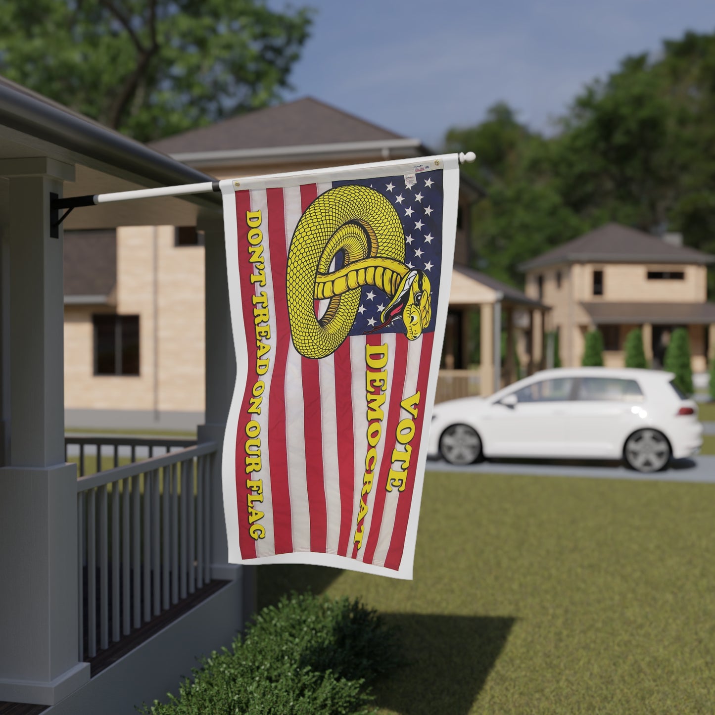 Vote Democrat Don't Tread on Our Flag Banner – Patriotic Outdoor Yard Decor, Customizable 36x60 Inch Polyester Flag