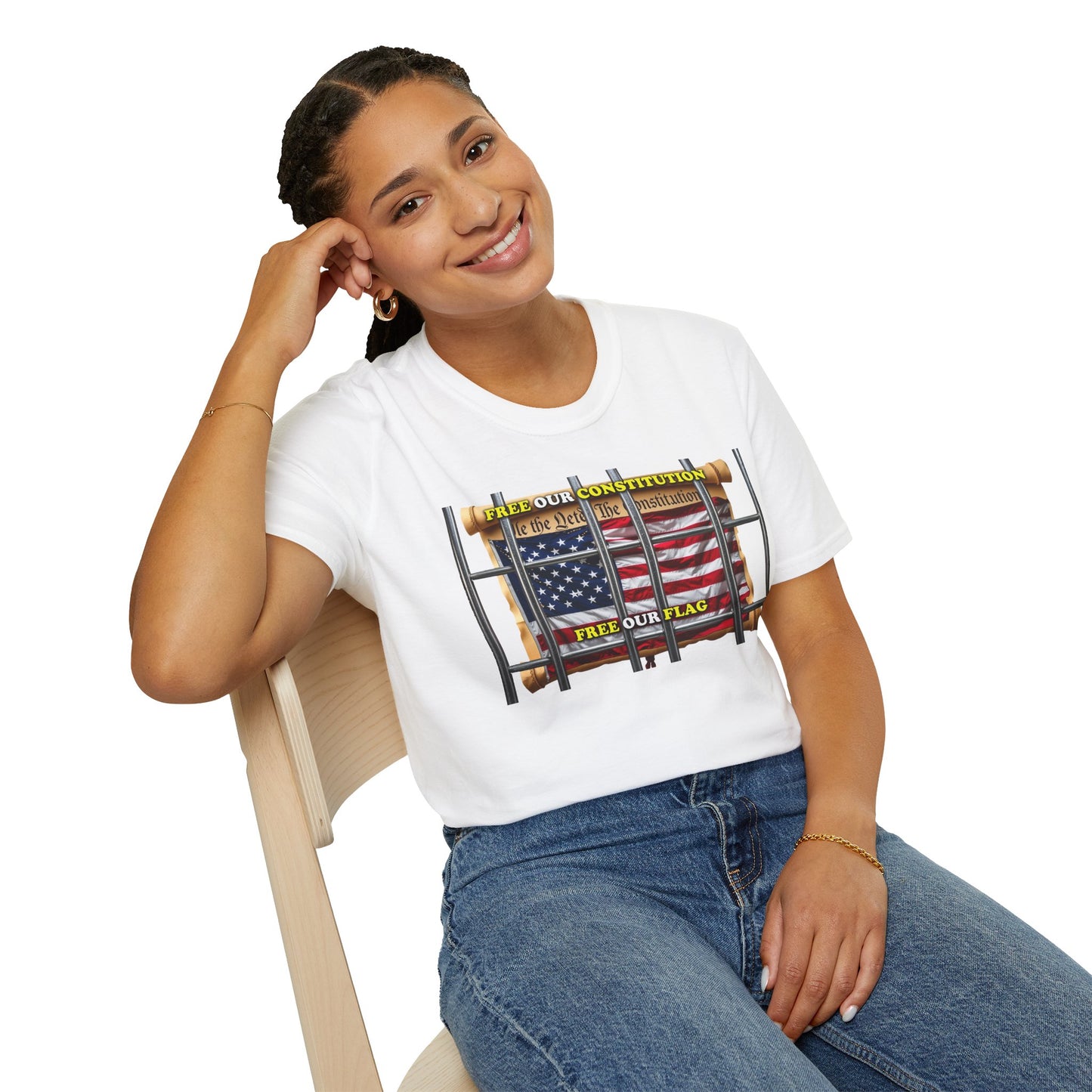 Freedom Flag Unisex T-Shirt, Patriotic Graphic Tee, American Flag Shirt, Fourth of July Gift, Constitution Love T-Shirt