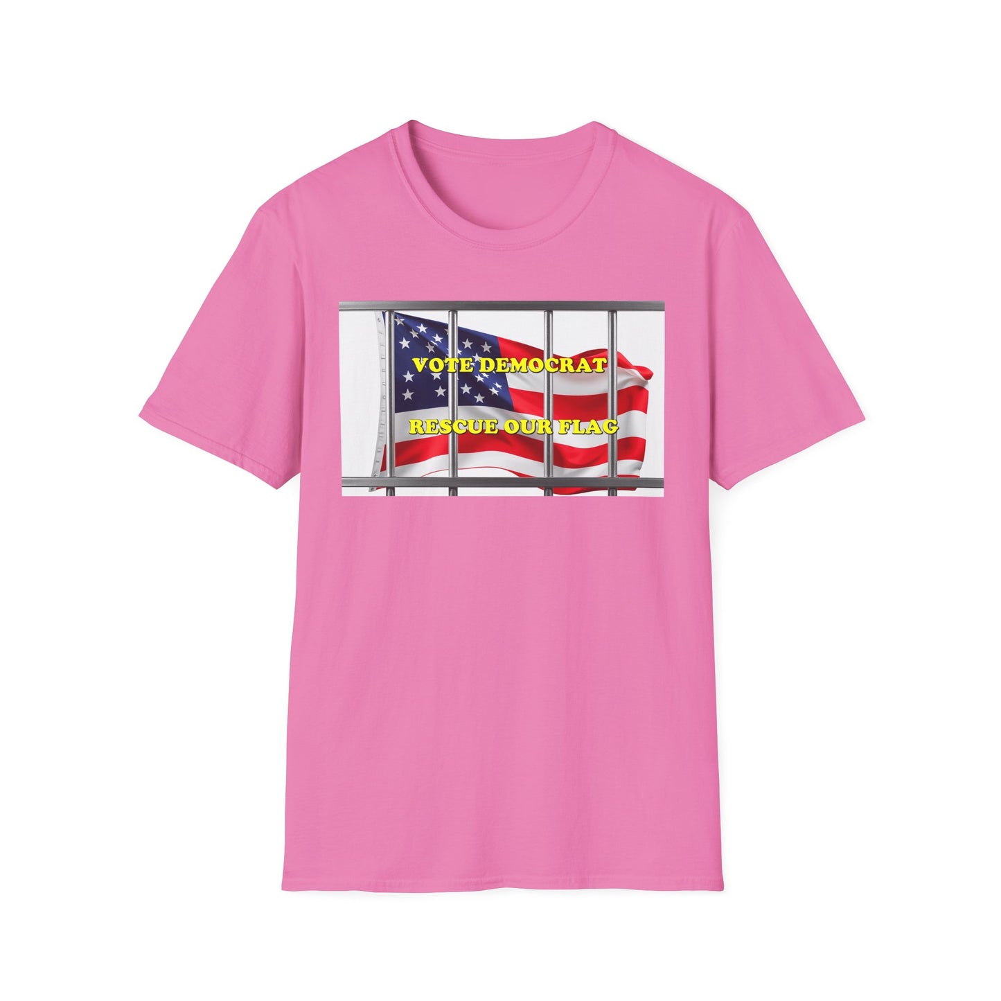 Vote Democrat Rescue Our Flag T-Shirt - Unisex Softstyle Tee with Patriotic Design