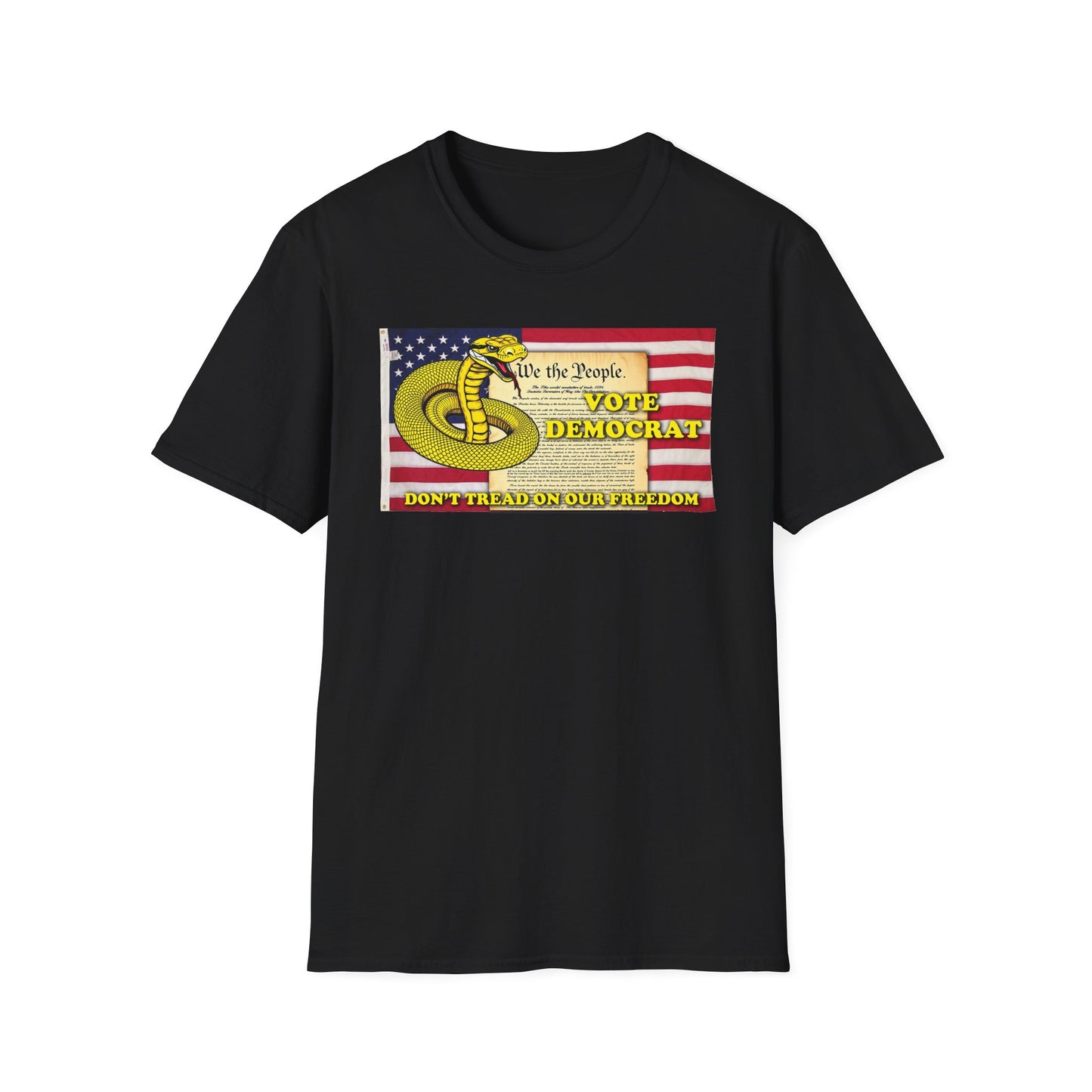 Vote Democrat Don't Tread on Our Freedom T-Shirt - Unisex Softstyle Tee with Patriotic Design