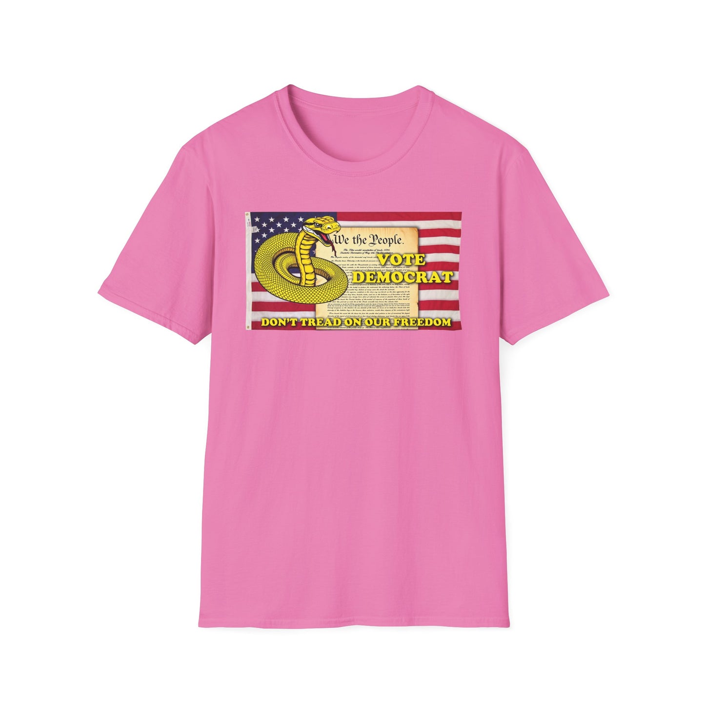 Vote Democrat Don't Tread on Our Freedom T-Shirt - Unisex Softstyle Tee with Patriotic Design