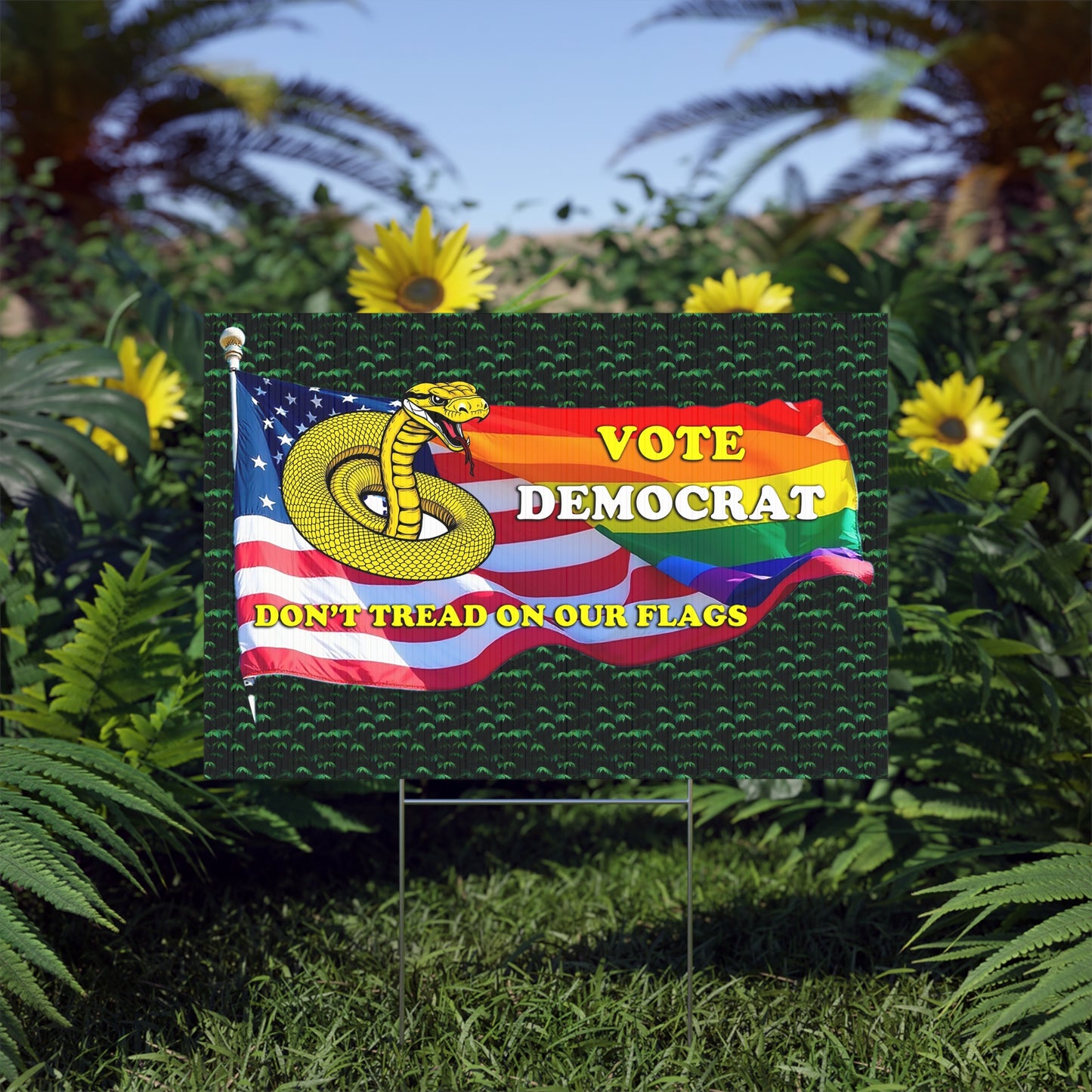 Patriotic Democratic Vote Yard Sign - Election & Independence Day Garden Decor with 'Don't Tread on Our Flags