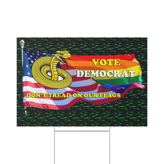 Patriotic Democratic Vote Yard Sign - Election & Independence Day Garden Decor with 'Don't Tread on Our Flags