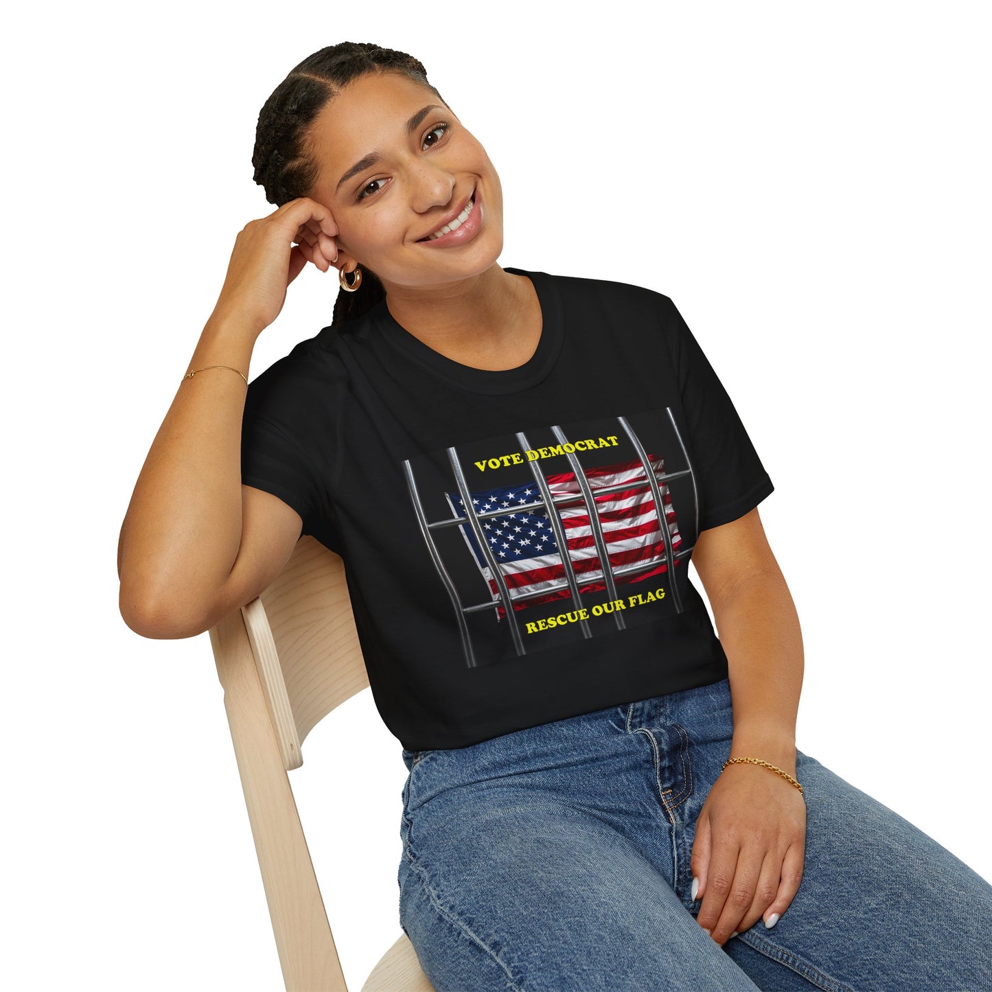 Vote Democrat T-Shirt | Rescue Our Flag & Patriotic Political Apparel | Unisex Activist Clothing