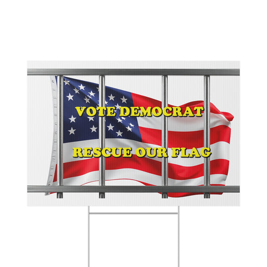 Vote Democrat Yard Sign - Rescue Our Flag Political Campaign Sign, Patriotic Election Decoration