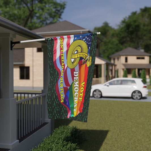 Don’t Tread on Our Flags Banner | US & Rainbow Pride Flag Hybrid | Pro-Equality Patriotism Decor