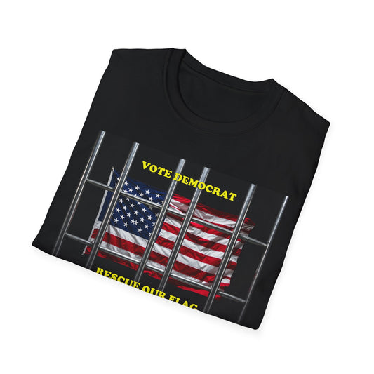 Vote Democrat T-Shirt | Rescue Our Flag & Patriotic Political Apparel | Unisex Activist Clothing