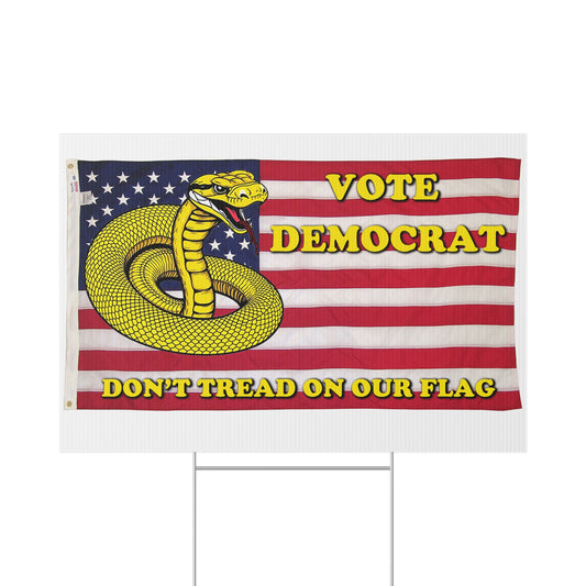 Vote Democrat Yard Sign - Don't Tread of our Flag Political Campaign Sign, Patriotic Election Decoration
