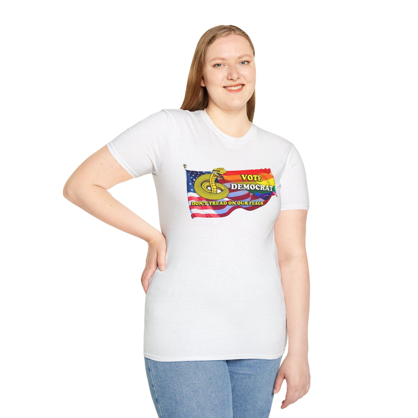 Vote Democrat Don't Tread on Our Flags Unisex Softstyle T-Shirt